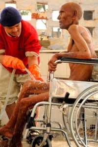 The staffers at Sewa Ashram embody the call of Christ – “washing one another’s feet” (and arms and legs) on a daily basis.